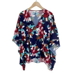 Crosby by Mollie Burch Floral Flutter Sleeve Top Blouse in Navy Size XS